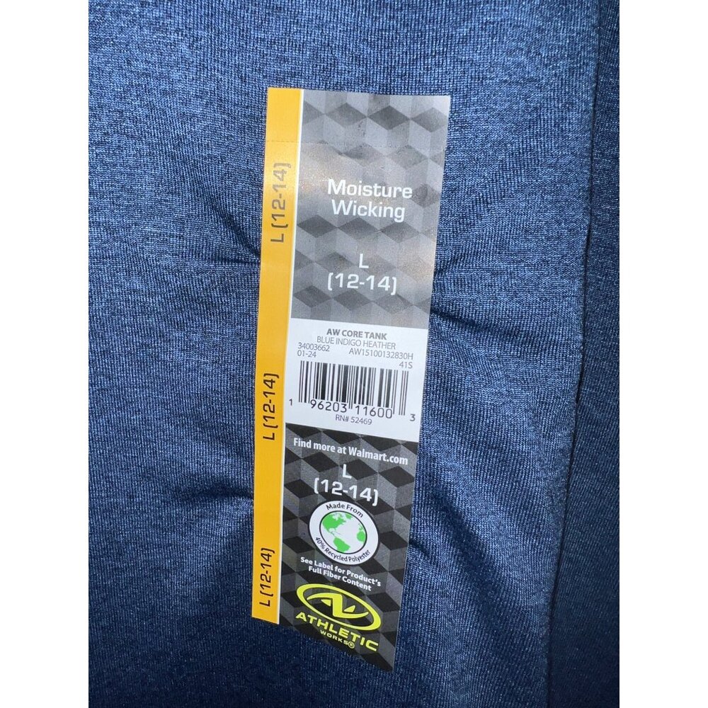 Athletic Works Youth Moisture-Wicking Core Tank Top Size L Blue - Picture 2 of 2
